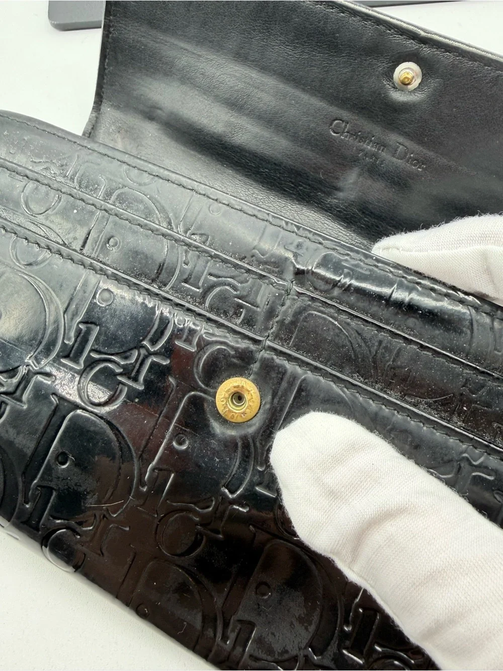 Dior Patent Leather Monogram Wallet